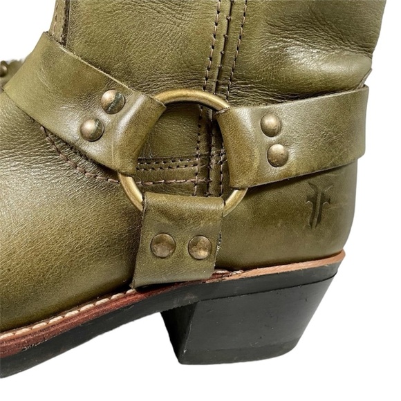 Frye Vintage Olive Green Leather Harness Boot size 9.5 - Picture 4 of 9